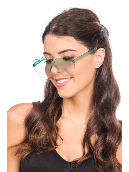 LUNETTES PLASTIQUE FORME COEUR VERRES FUMES VERT 14CM X 14CM X 5.5CM