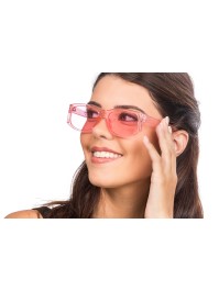 TRANSPARENT PINK GLASSES 14CM X 15CM X 4.5CM