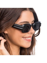 MATT BLACK TEXTURED FRAME GLASSES 14.5CM X 15CM X 4.5CM