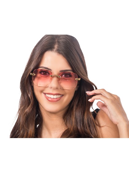 LUNETTES SANS MONTURE VERRES FUMES ROSES 15CM X 14CM X 5.3CM