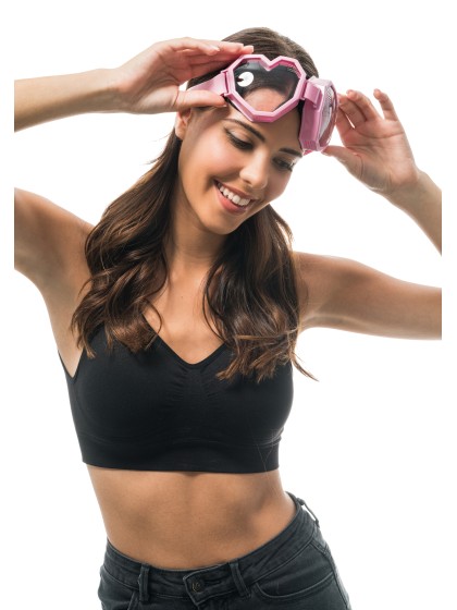 PINK HEART SHAPED FRAME MASK 20CM X 7.5CM