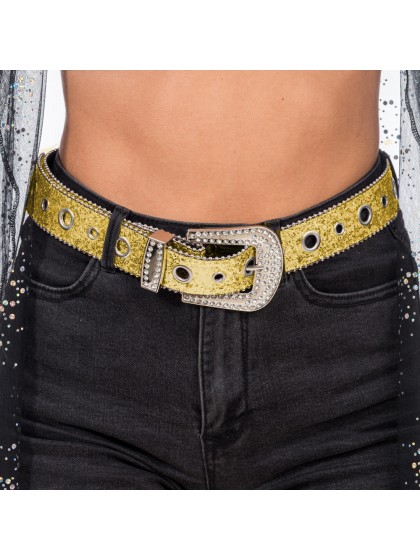 CEINTURE BOUCLE STRASS ET PAILLETTES OR 112CM X 3.8CM