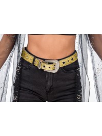 GOLDEN GLITTER BELT WITH RHINESTONES BUCKLE 