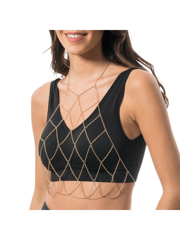 GOLD BODY CHAIN GEOMETRIC SHAPE ONE SIZE