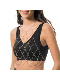 GOLD BODY CHAIN GEOMETRIC SHAPE ONE SIZE