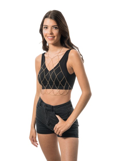 GOLD BODY CHAIN GEOMETRIC SHAPE ONE SIZE