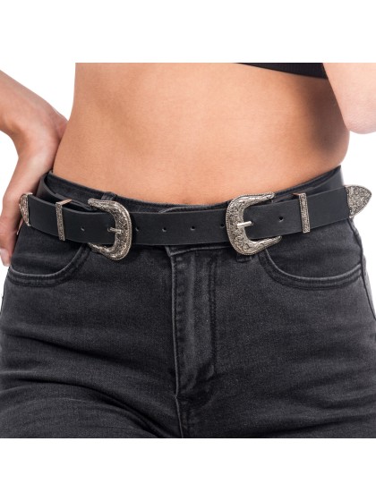 BLACK BELT WITH DOUBLE BUCKLE 