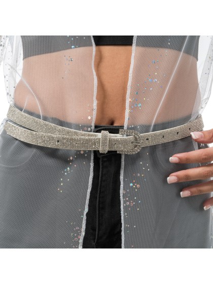 CEINTURE BLANCHE AVEC STRASS 117CM X 1.8CM