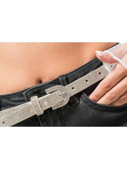 WHITE BELT WITH RHINESTONES 