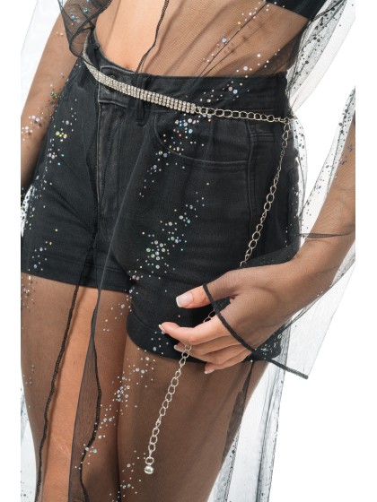 CEINTURE STRASS ARGENT TU - 113CM