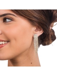 BOUCLES D\'OREILLES STRASS OR 1.3CM X 6.5CM