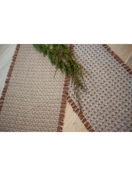 CHEMIN DE TABLE XMAS TWEED CAMEL/CREME FIL CUIVRE METAL 30CM X 3M