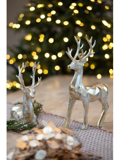 GOLDEN PLASTIC GEOMETRIC STANDING DEER 24CM X 9CM X 36CM