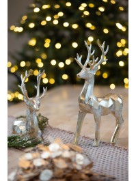 GOLDEN PLASTIC GEOMETRIC STANDING DEER 24CM X 9CM X 36CM
