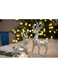GOLDEN PLASTIC GEOMETRIC STANDING DEER 24CM X 9CM X 36CM