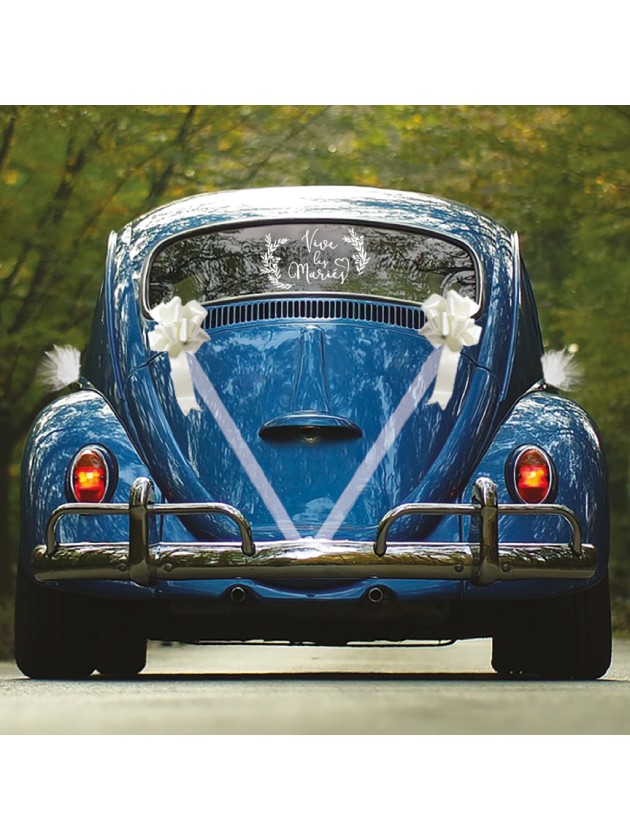 KIT VOITURE VIVE LES MARIES BLANC 6 PIECES 