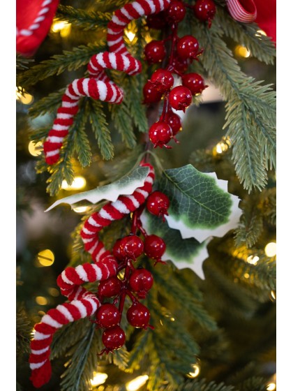 TIGE BRANCHAGE BAIES ROUGES MM CANDY STRIPES 15CM X 7CM X 55CM