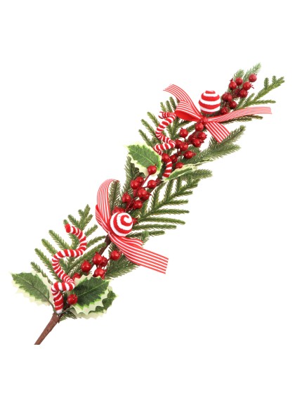 TIGE BRANCHAGE BAIES ROUGES GM CANDY STRIPES 15CM X 7CM X 80CM