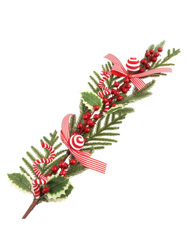 TIGE BRANCHAGE BAIES ROUGES GM CANDY STRIPES 15CM X 7CM X 80CM