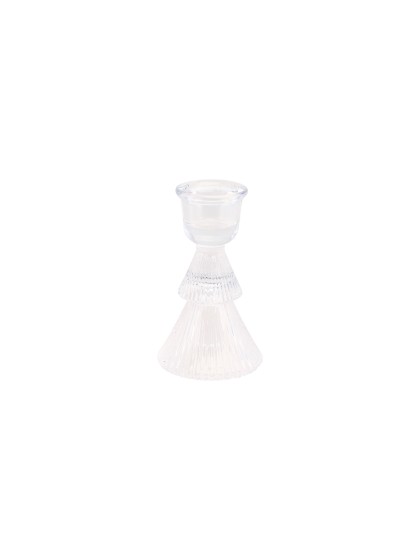 CLEAR GLASS TAPER CANDLEHOLDER TREE SHAPE DIA 6CM X 10CM
