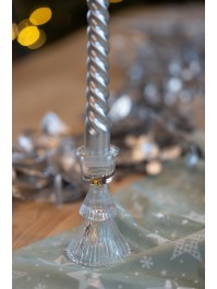 PORTE BOUGIE FLAMBEAU SAPIN VERRE TRANSPARENT DIA 6CM X 10CM