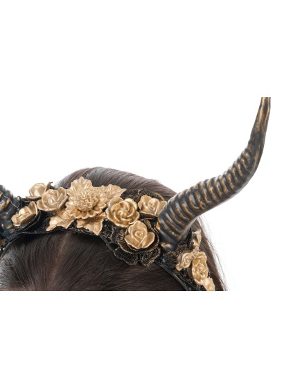 GOLDEN FLOWERED HORNS HEADBAND 35CM X 28CM X 5CM