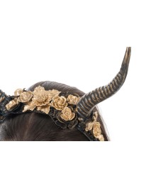 GOLDEN FLOWERED HORNS HEADBAND 35CM X 28CM X 5CM