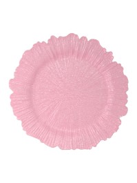 SHINY PINK FLORA EMBOSSED PP CHARGER PLATE DIA 33CM