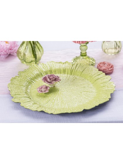 SOUS-ASSIETTE PP RELIEF FLORA VERT NENUPHAR DIA 33CM