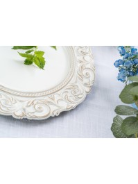 WHITE EMBOSSED BAROCO PP CHARGER PLATE DIA 33CM