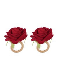 2 NAPKIN RINGS RED ROSES 6CM X 8CM X 8CM