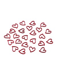 24 RED WOODEN HEARTS CONFETTI 2CM X 2CM X 0.1CM