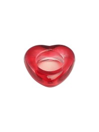 RED GLASS CANDLEHOLDER HEART SHAPE 8CM X 8CM X 2.6CM