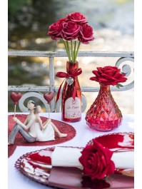 RED GLASS BOTTLE HEART DECO JE T\'AIME DIA 5.5CM X 16CM