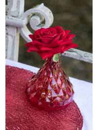 VASE VERRE FLACON ROUGE DIA 9.5CM X 12.5CM