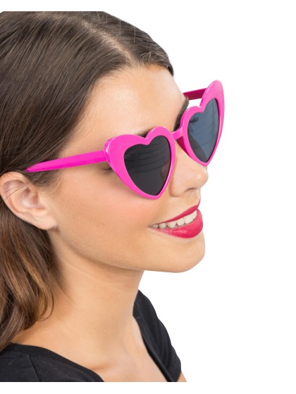 FUCHSIA PINK HEART GLASSES 15CM X 14.5CM X 6CM