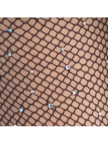 BLACK RHINESTONES FISHNET TIGHTS ONE SIZE