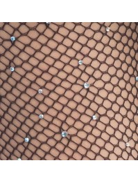 BLACK RHINESTONES FISHNET TIGHTS ONE SIZE