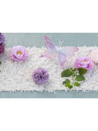 CHEMIN DE TABLE PLUMETTES IVOIRE 28CM X 3M