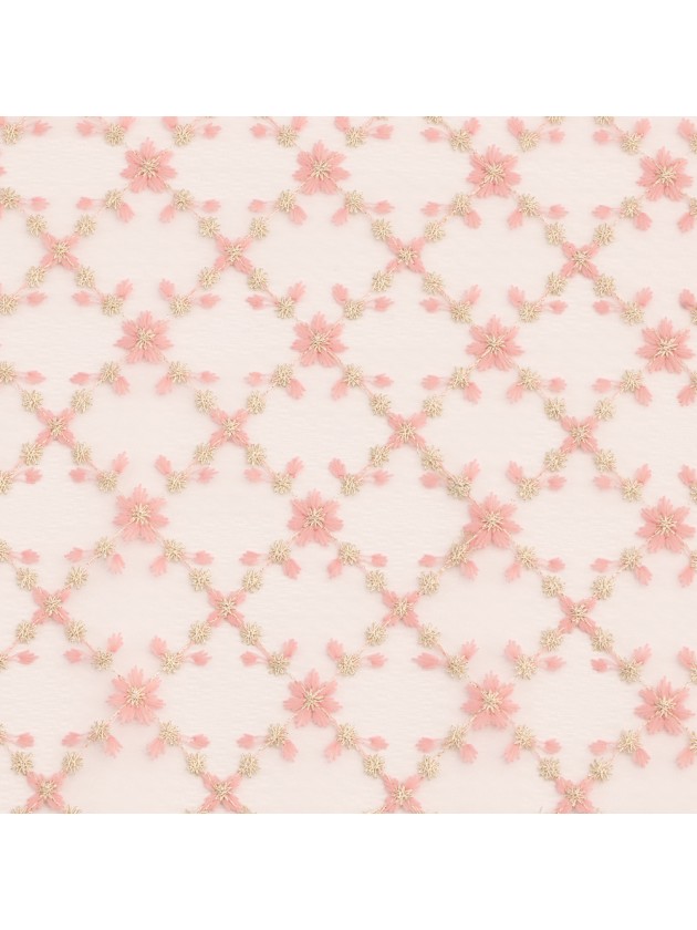 CHEMIN DE TABLE BRODE CHRISTY FLEUR ROSE OR 25CM X 3M