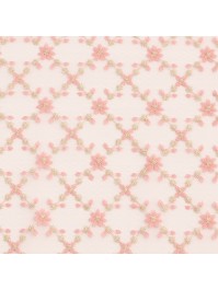 GOLDEN PINK FLOWERS CHRISTY EMBROIDED TABLE RUNNER 25CM X 3M