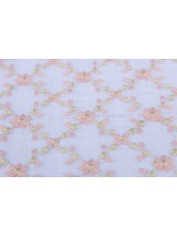 CHEMIN DE TABLE BRODE CHRISTY FLEUR ROSE OR 25CM X 3M