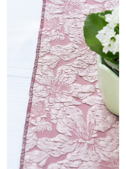 CHEMIN DE TABLE JACQUARD FLEUR DE LYS PARME 28CM X 3M