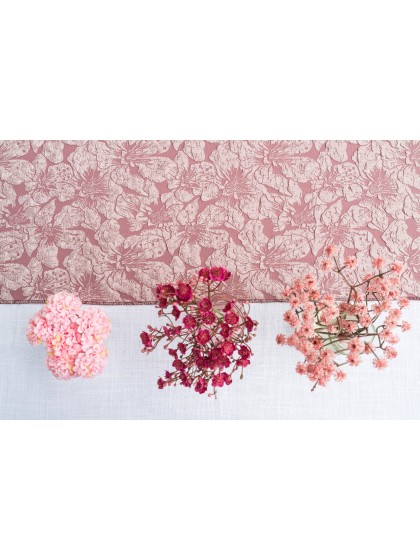 CHEMIN DE TABLE JACQUARD FLEUR DE LYS PARME 28CM X 3M