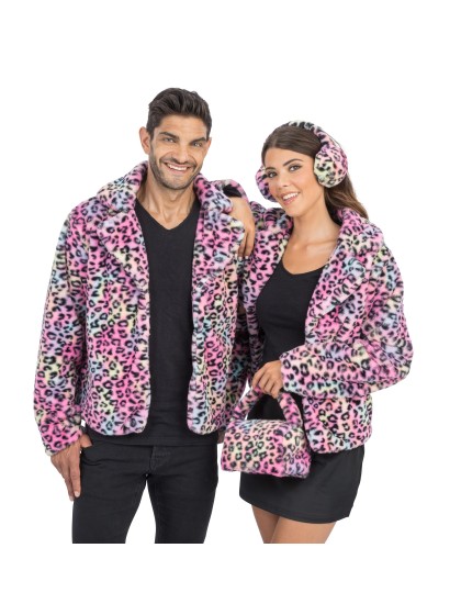 SAC FAUSSE FOURRURE LEOPARD MULTICOLORE 20CM X 12CM X 22CM