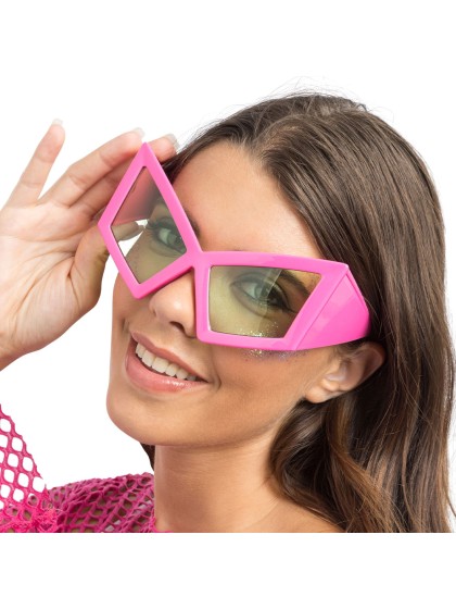 LUNETTES BIG GEOMETRIQUES ROSES 15CM X 14.5CM X 9CM