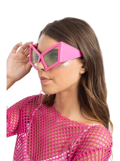 BIG PINK GEOMETRICAL GLASSES 15CM X 14.5CM X 9CM