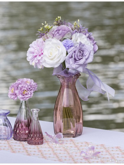 NYMPHEA PINK COROLLE GLASS VASE DIA 9.2CM  X 8.3 CM X 20CM