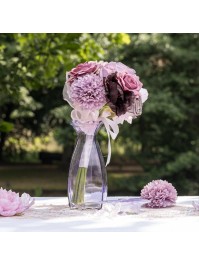 LILAC COROLLE GLASS VASE DIA 9.2CM  X 8.3 CM X 20CM