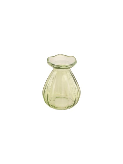 MINI VASE COROLLE VERRE VERT NENUPHAR DIA 7CM X 9CM